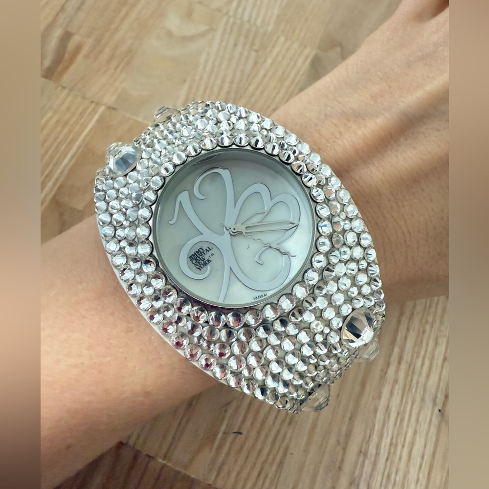 Jimmy Crystal New York white bracelet rhinestones SAO PAULO Watch NEW BATTERY
